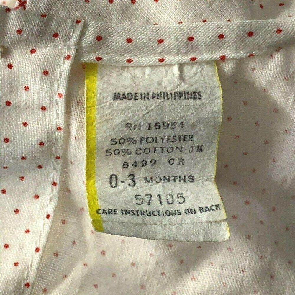 Vintage Infant Babydoll Dress 0-3m Polka Dots Embroidered Horses Collar Buttons - Picture 5 of 5